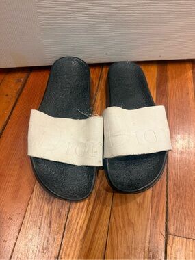 White and Black Slide Sandals